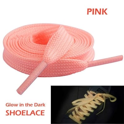 Picture of 1 pair x 120cm Flat Luminous Shoelace Glow in the Dark Fluorescent Shoelaces (Pink) Int: One size