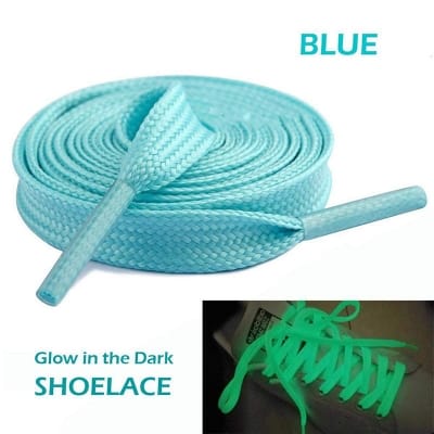 Picture of 1 pair x 120cm Flat Luminous Shoelace Glow in the Dark Fluorescent Shoelaces (Blue) Int: One size