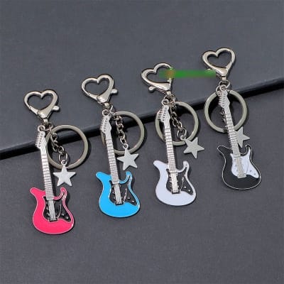 Picture of Upgrade Mini Metal Guitar Keyring Musical Instrument Keychain Key Ring Key Holder 