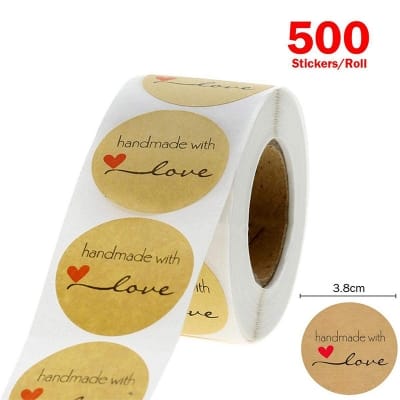 Picture of 500 pcs x 3.8cm Round Handmade with Love Sticker Self-adhesive Stickers for Bake Craft Baking Sealing 