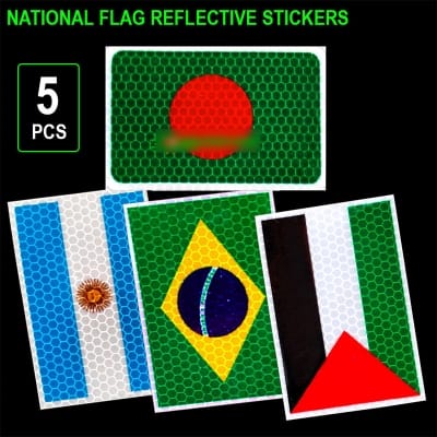 Picture of 5 pcs x Reflective Flag Sticker Self Adhesive Bangladesh Argentina Brazil Palestine Country National Flag Stickers 