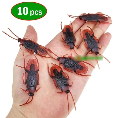 Picture of 10 pcs x Simulation Plastic Cockroach Toy Realistic Insect Prank Funny Toys Brown 10pcs
