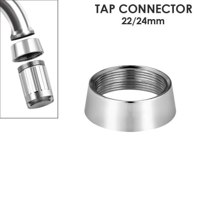 Picture of Tap Faucet Connector for 22/24mm Diameter Kitchen Sink Garden Hose Tap Faucet Adapter Silver