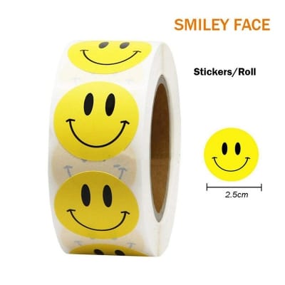 Picture of 500 pcs x 2.5cm Round Yellow Smiley Face Sticker Self Adhesive Happy Face Circle Label Stickers 