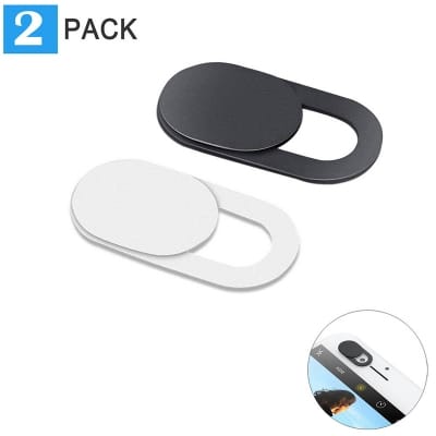 Picture of 2 pcs x (Black-White) PVC Webcam Cover Mobile Laptop Front Camera Cover Self Adhesive Slider Protector Black-White