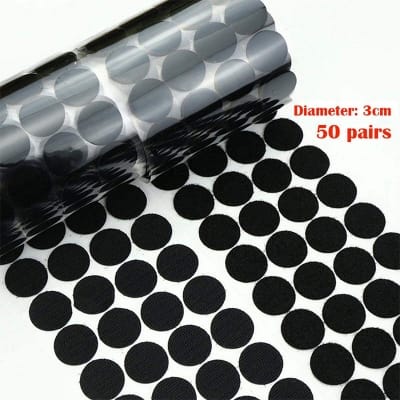 Picture of 50 pairs x 3cm Round Self Adhesive Velcro Tape Hook and Loop Velcro Dot Fasteners (Black) 
