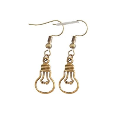 Picture of 1 pair x Light Bulb Earring Incandescent Bulb Style Ear Ring Drop Earrings for Women (Bronze) Brown Adjustable