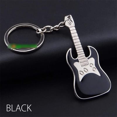 Picture of Metal Guitar Keyring Musical Instrument Keychain Key Ring Key Holder (Black) 