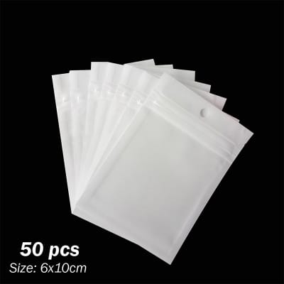 Picture of 50 pcs x Translucent (6x10cm) Zip Lock Plastic Bag White Clear Small Zipper Packaging Jewellery Gift Bags 6x10cm-50pcs