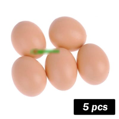 Picture of 5 pcs x Chicken Simulation Egg Plastic Fake Hen Egg Toy for Decoration DIY Brown