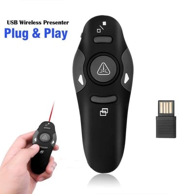 Picture of USB Wireless PowerPoint Presenter with Laser Pointer RF 2.4GHz Remote Control PPT Clicker Black