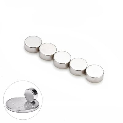 Picture of 5 pcs x Round (10x5mm) Neodymium Magnet Powerful Disk N35 NdFeB Rare Earth Magnets Silver