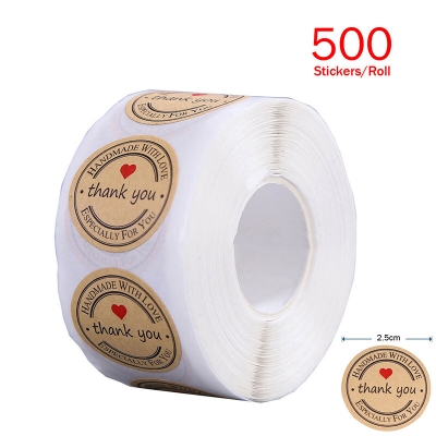 Picture of 500 pcs x 2.5cm Round Handmade with Love Sticker Self-adhesive Stickers for Bake Craft Baking Sealing 