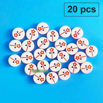Picture of 20 pcs x Round Flower Resin Button Sewing Resin Buttons for Cloth Craft Decoration DIY Accessories Red