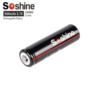 Picture of Soshine 14500 3.7V 900mAh Rechargeable Li-ion Battery Pointed Top AA Lithium ion Battery Black