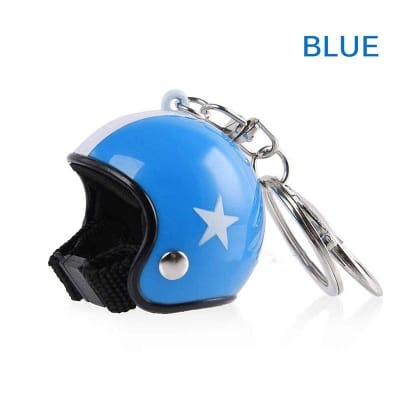 Picture of PVC Motorcycle Helmet Keyring Motorbike Safety Helmet Model Keychain Key Ring Key Holder (Blue) 