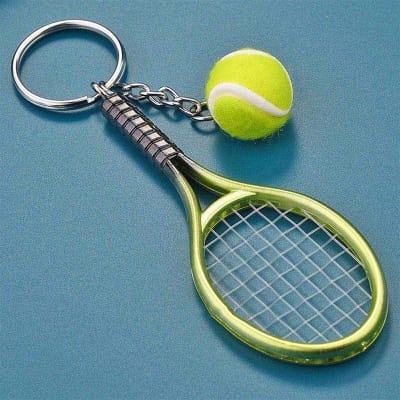 Picture of Tennis Racket Keyring Sport Mini Keychain Key Ring Key Holder (Green) 