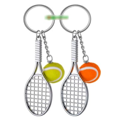 Picture of Metal Tennis Racket Keyring Sport Mini Keychain Keyring Key Holder 