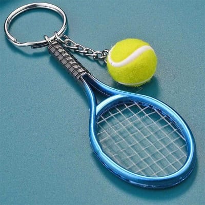 Picture of Tennis Racket Keyring Sport Mini Keychain Key Ring Key Holder (Blue) 