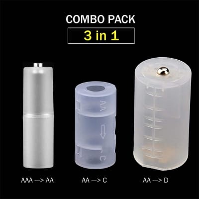 Picture of Combo Pack: AAA to AA, AA to C, AA to D Size Battery Converter Case White