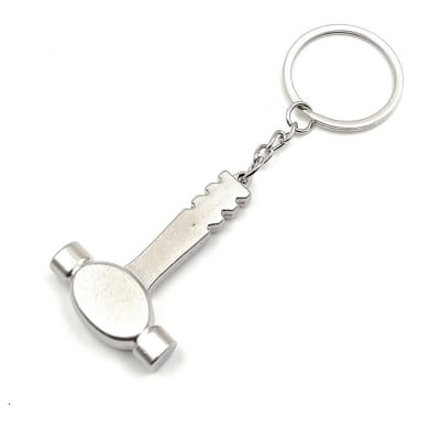 Picture of Metal Hammer Tool Keyring Mini Tools Keychain Key Ring Key Holder Silver