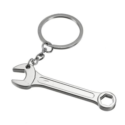 Picture of Metal Socket Wrench Keyring Wrench Shape Mini Tool Key Ring Keychain Key Holder Silver