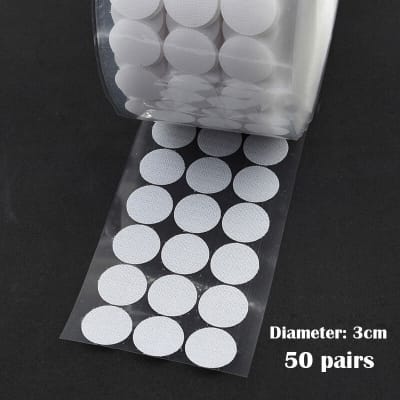 Picture of 50 pairs x 3cm Round Self Adhesive Velcro Tape Hook and Loop Velcro Dot Fasteners (White) -50 pairs
