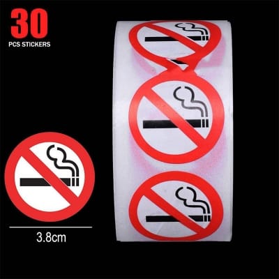 Picture of 30 pcs x 3.8cm Round No Smoking Sticker No Smoke Warning Logo Sign Stickers No Smoking 3.8cm