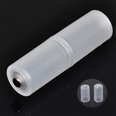 Picture of Metal Bottom AAA to AA Battery Converter Case Battery No. 7 To 5 Converter Holder Case White
