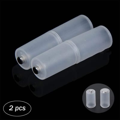 Picture of 2 pcs x Metal Bottom AAA to AA Battery Converter Case Battery No. 7 to 5 Converter Holder Case White