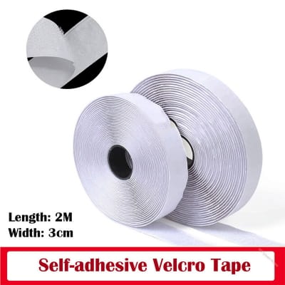 Picture of 2M × 3cm Self Adhesive Hook and Loop Velcro Tape Double Sided Sticky Back Velcro Strip (White) - 2 Metre