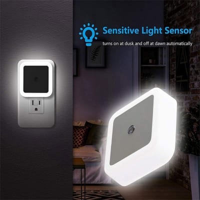 Picture of Square 0.5W Plug in Light Sensor Night Light Dusk to Dawn LED Photo Sensor Dim Light Warm White
