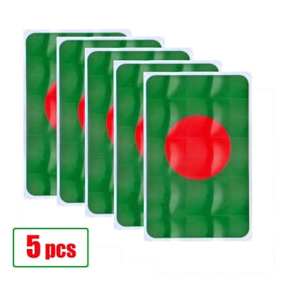 Picture of 5 pcs x 3D Bangladesh National Flag Sticker (8.9x5.5cm) Self Adhesive Waterproof Stickers 3D Sticker