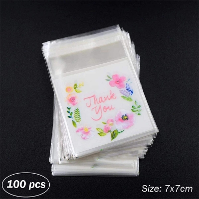 Picture of 100 pcs x Thank You Printed (7x7cm) Plastic Bag Self Adhesive OPP Packaging Cellophane Gift Bags 7x7cm