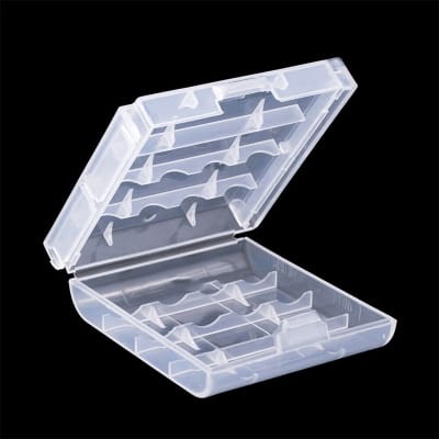 Picture of AA/AAA Battery Box 4-Section Hard Plastic Battery Storage Case White (semi-translucent)