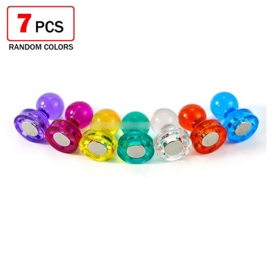 Picture of 07 pcs x Push Pin (11x17mm) Magnet Colorful Transparent Fridge Refrigerator Magnetic Pin Multicolor