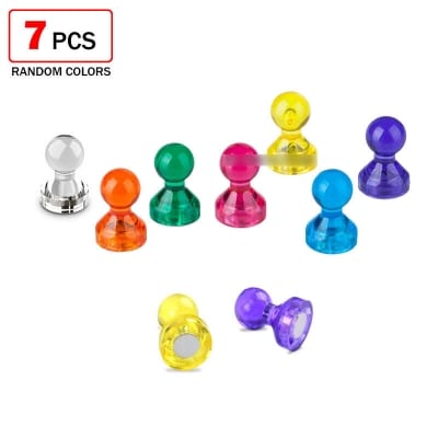 Picture of 07 pcs x Push Pin (15x21mm) Magnet Transparent Colorful Fridge Refrigerator Magnetic Pin Multicolor