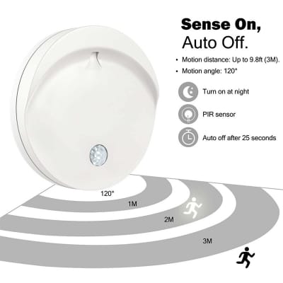 Picture of Passive Motion Sensor Light with Magnet Base PIR Soft White LED Night Light Automatic Lighting Wall Light White
