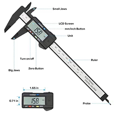 Picture of Digital Caliper 150 mm  Slide Caliper 6 Inch Black