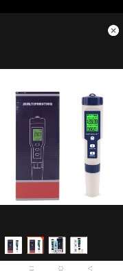 Picture of 5 in 1 TDS, EC, pH, Salinity, Temperature Meter for Water Quality Testing Black