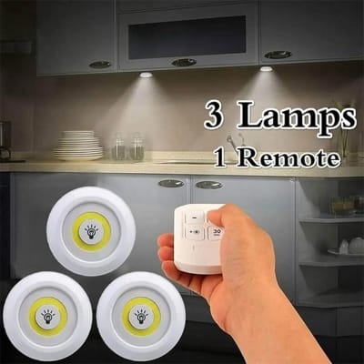 Picture of Super Bright Wireless LED Night Light with Remote Control Dimmable LED Under Cabinet Lights for Closets, Wardrobe, Kitchen, Bedroom White