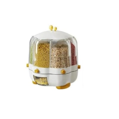 Picture of Rotating Multi Function GRAIN Storage Bucket 6 Grid Food Dispenser 7 Ltr Paste