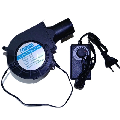Picture of Turbo Blower Fan 12V 2.94A 6000RPM Model 9733 High Speed Cooling Fan with Regulator-without net Black