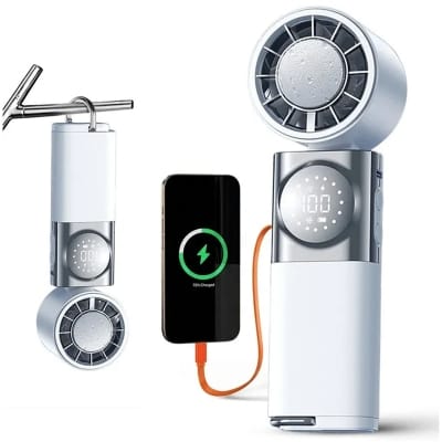 Picture of Premium Portable Rechargeable Handheld Ice Cooler Turbo Fan + POWERBANK-5 Speed Black
