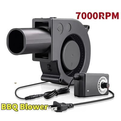 Picture of Adjustable Blower Fan For BBQ Heater Blower Air Blower Cooking Portable Machine For Home Vents Tools 7000 RPM Black