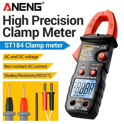 Picture of ANENG ST184 Digital Clamp Multimeter 6000 Counts Professional True RMS AC/DC Voltage Current Tester Hz Capacitance Ohm Black