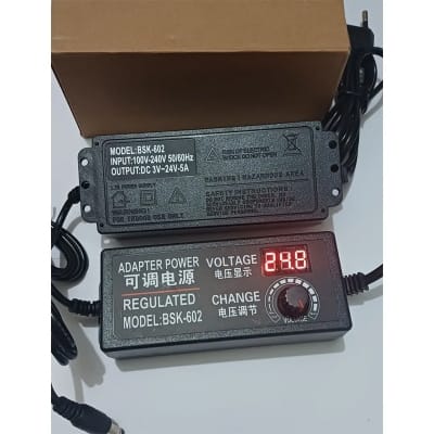 Picture of Adjustable AC to DC Power Adapter Multi Function DC 3V-24V 5A With Display Screen Voltage Regulated switching power supply Black