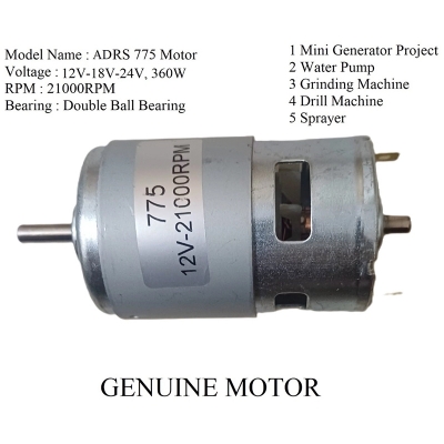 Picture of 775 DC Motor 12V-18V-24V 360W 21000 RPM 5mm Shaft Double Ball Bearing High Torque Large Power With Bracket DIY for Mini Angle Grinder-Table Saw Drill-Electrical Tools-Mini Generator Project-Granding Machine-Drill Machine-Water Pump & Sprayer Et Grey