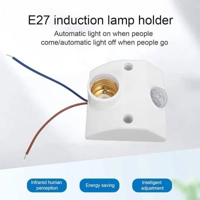 Picture of Motion Sensor E 27 Light Holder Bulb Holder Screw Type 110-220v AC White