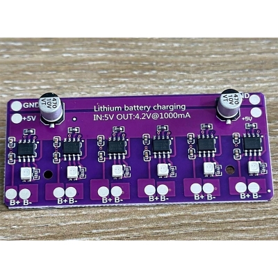 Picture of 6in1Charging Module PCB Circuit Board Charger Array 5V Input for 18650 4.2V Lithium Battery Accessories Purple